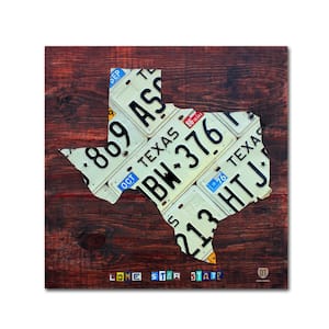 35 in. x 35 in. "Texas License Plate Map Large" by Design Turnpike Printed Canvas Wall Art
