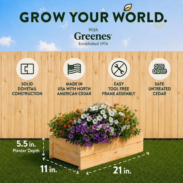 21 in. x 11 in. x 7 in. Cedar Wood Planter Box