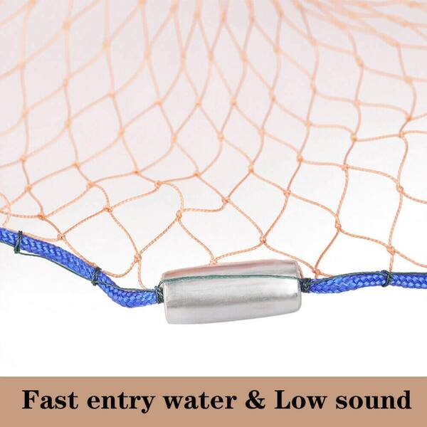 16ft Dia x 0.47 in Heavy Duty Fishing Net, Easy to Throw, No Ring