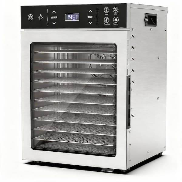 12 Trays Stainless Steel Food Dehydrator-Premium Electric Dehydrator with 4 Preset, Adjustable Timer&Temperature Control