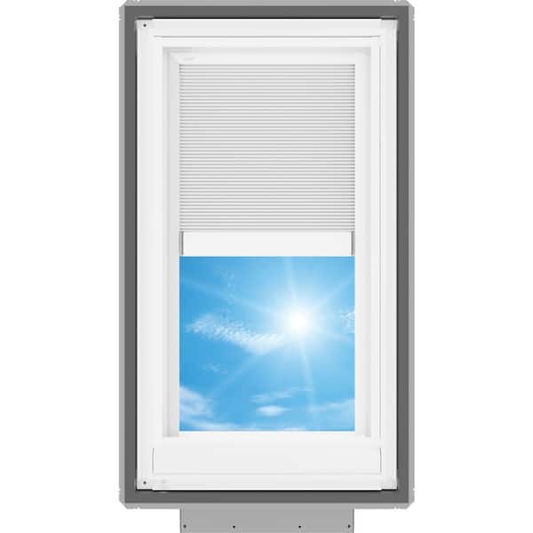 21 in. x 37-7/8 in. Solar Powered Venting Deck Mount Skylight with Laminated Low-E3 Glass, White Room Darkening Shade