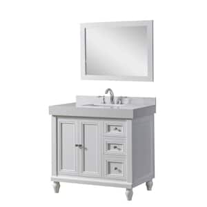 Classic Exclusive 36 in. W x 23in. D x 36 in. H Single Bath Vanity in White with White Culture Marble Top and Mirror