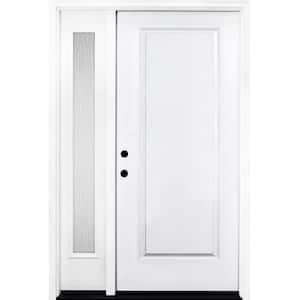 51 in. x 80 in. Element Series 1-Panel RHIS Primed White Steel Prehung Front Door with Single 12 in. Rain Glass Sidelite