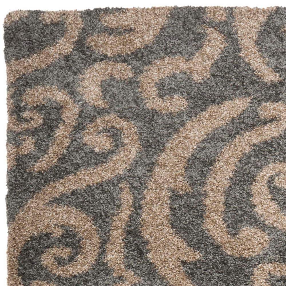 Gray and Beige 8' x 10' Shag Area Rug