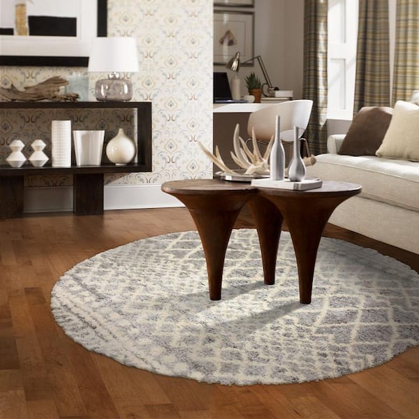 Caspian 5 ft. Gray Round Moroccan Area Rug