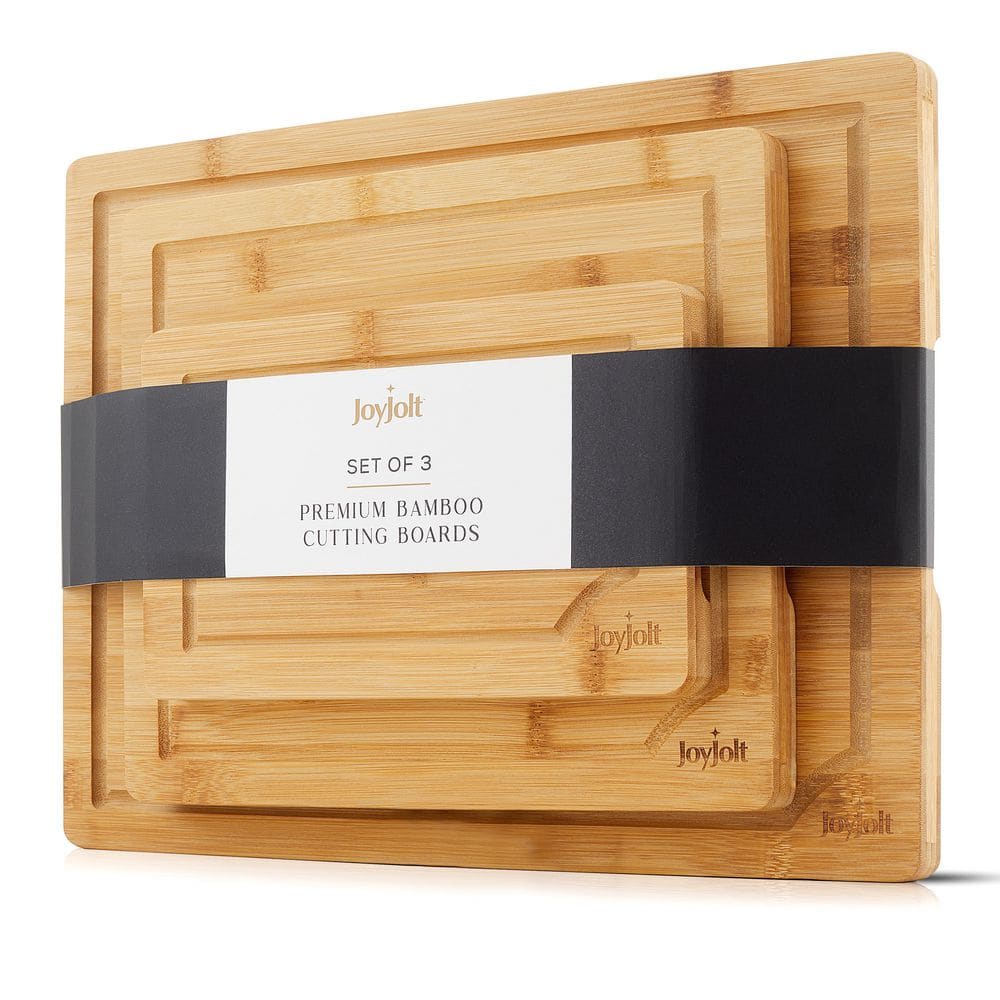 JoyJolt Bamboo 3-Piece Rectangular Cutting Board Set