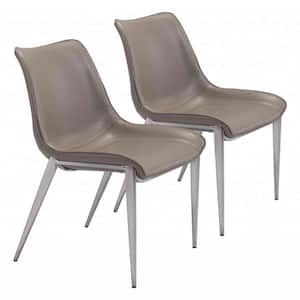 Julia Gray and Silver Metal Side Dining Chair (Set of 2)