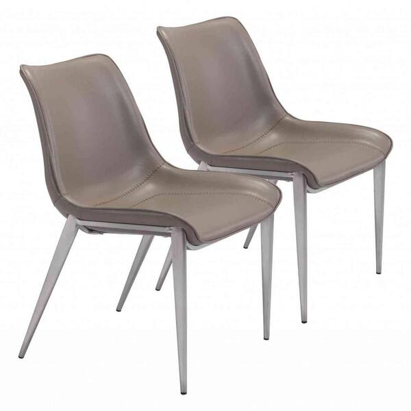 HomeRoots Julia Gray and Silver Metal Side Dining Chair (Set of 2)