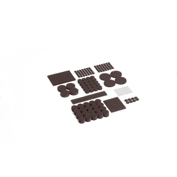 SUPER SLIDERS Assorted Brown Heavy-Duty Bumpers and Felt Pads (210-Pack)