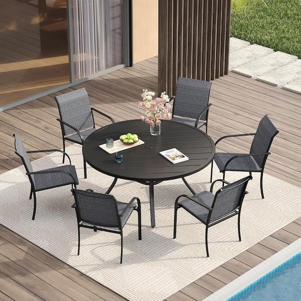 DIFY Grey Frame All-Weather Stackable Metal Outdoor Patio Chairs