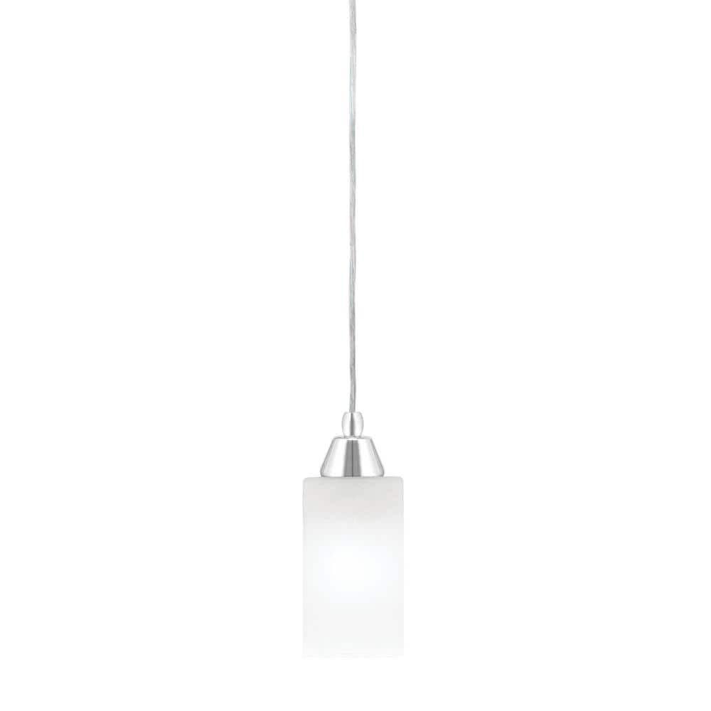 Bryson 3.5 in. 1-Light Chrome Cord Pendant Light with 3.5 in. White Marble 