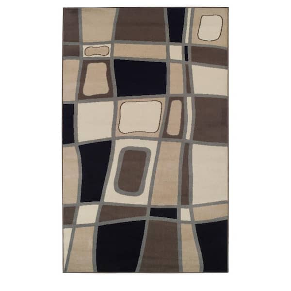SUPERIOR Cobble Brown 5 ft. x 8 ft. Rectangle Abstract Geometric Ornamental Polypropylene Area Rug
