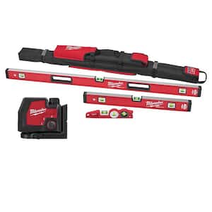 10 in./24 in./48 in. REDSTICK Box Beam and Torpedo Level Set with Green 100 ft. Cross Line/Plumb Points Laser Level Set