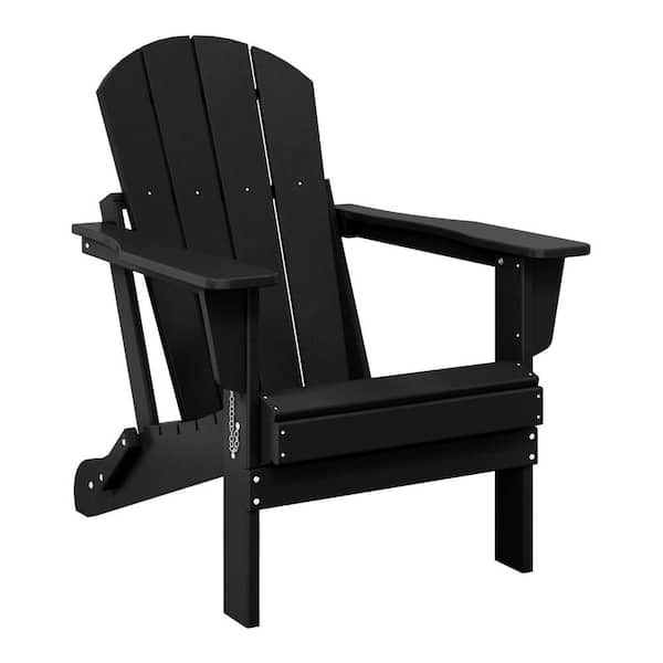 Laguna Fade Resistant Outdoor Patio HDPE Poly Plastic Classic Folding Adirondack Lawn Chair in Black