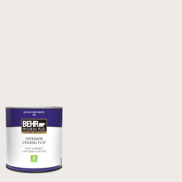 BEHR PREMIUM PLUS 1 qt. #BL-W14 White Ceiling Flat Interior Paint