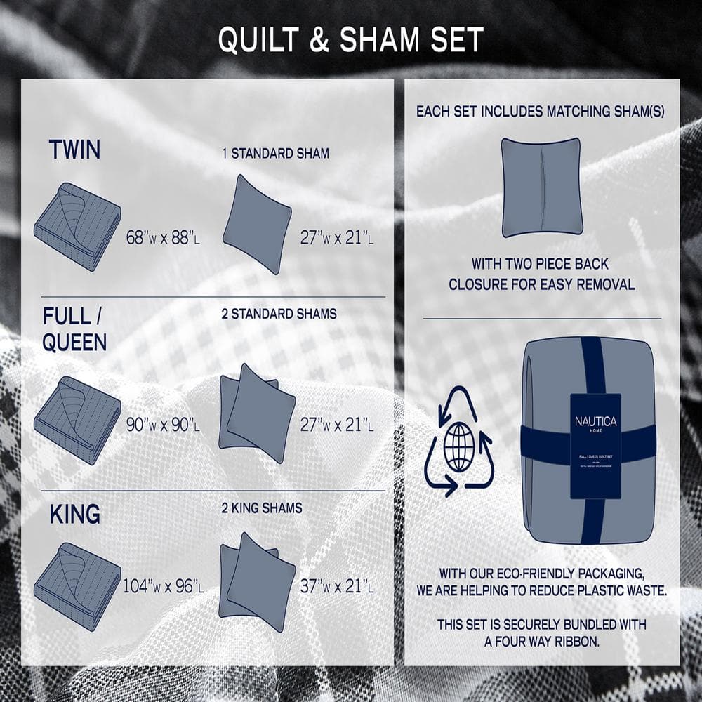 White and Gray Twin Cotton Reversible Quilt Set
