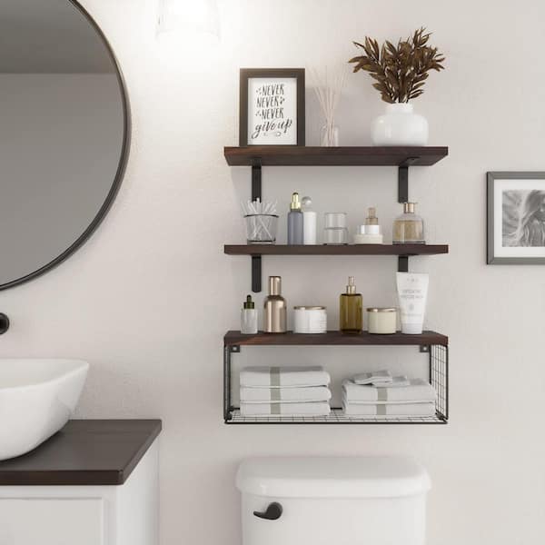 BORA Rustic Bathroom Shelf for Bathroom Decor, Wall Bathroom