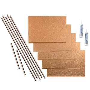Hammered 18 in. x 24 in. Polished Copper Vinyl Decorative Wall Tile Backsplash 15 sq. ft. Kit