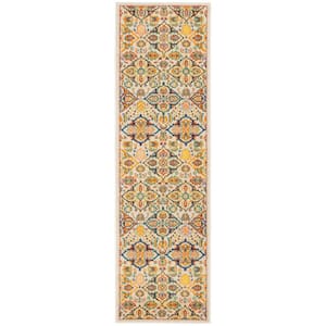 Allur Ivory Multicolor 2 ft. x 10 ft. All-over design Transitional Runner Area Rug