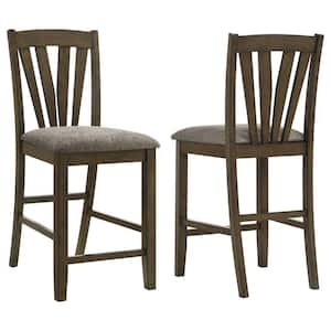 Cantley Brown and Grey Padded Seat Slat Back Counter Height Chair (Set of 2)