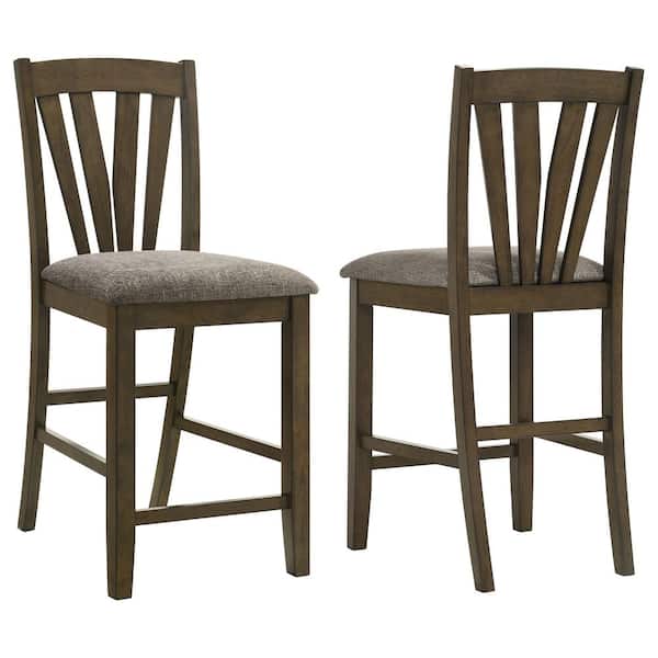 Coaster Cantley Brown and Grey Padded Seat Slat Back Counter Height Chair (Set of 2)