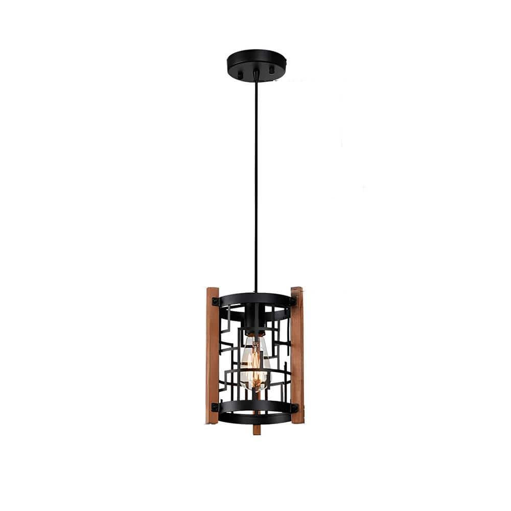 NoirEdge 1-Light Brown Rustic Farmhouse Pendant Light