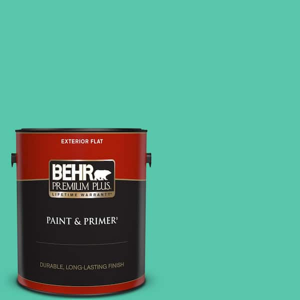 BEHR PREMIUM PLUS 1 gal. #480B-4 Shoreline Green Flat Exterior Paint & Primer