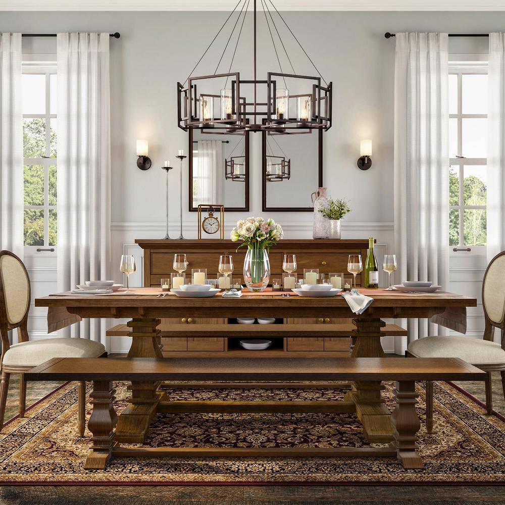 Bronze 35.5" Contemporary Candle Chandelier with Clear Glass