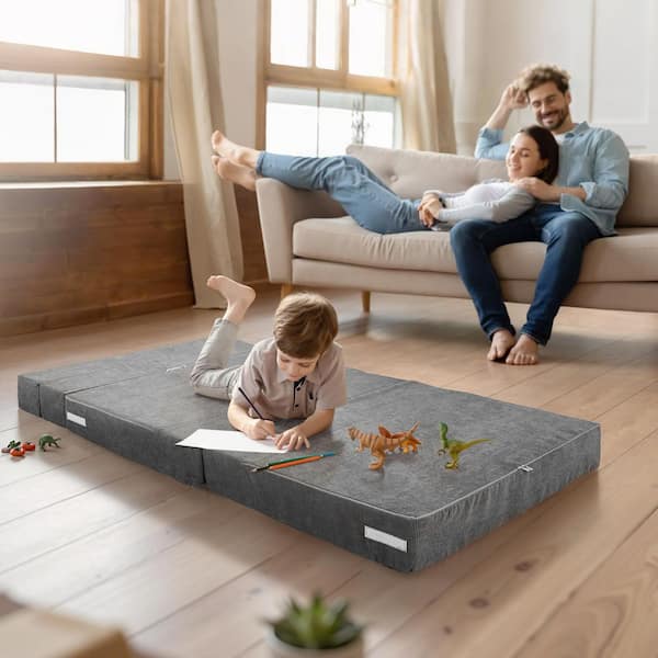 BOZTIY Folding Sofa Bed Floor Mattress For Kids, 3In1 Folding Mattress Kid  Fold Up Sofa Futon Chair Bed I1600190-DO-MHD