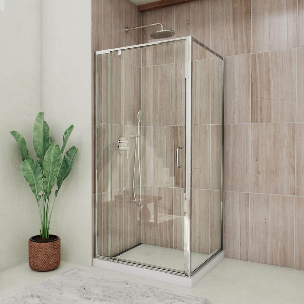Flex 60" Brushed Nickel Frameless Pivot Shower Door with Clear Glass