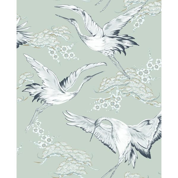 Superfresco Easy Crane Oriental Light Silver Wallpaper Sample