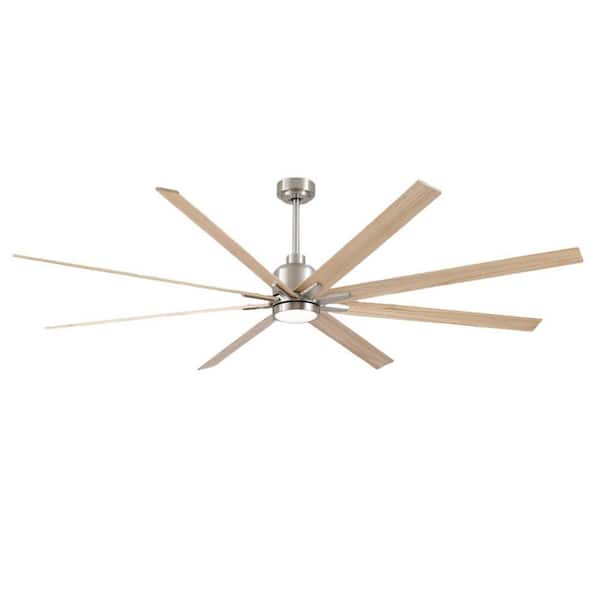 84 in. Brown plus Brushed Nickel Lowe Profile Ceiling Fan with Light, Downrod Mount