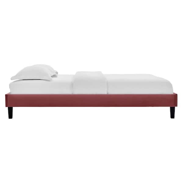 Reign Dusty Rose Red Queen Performance Velvet Platform Bed Frame