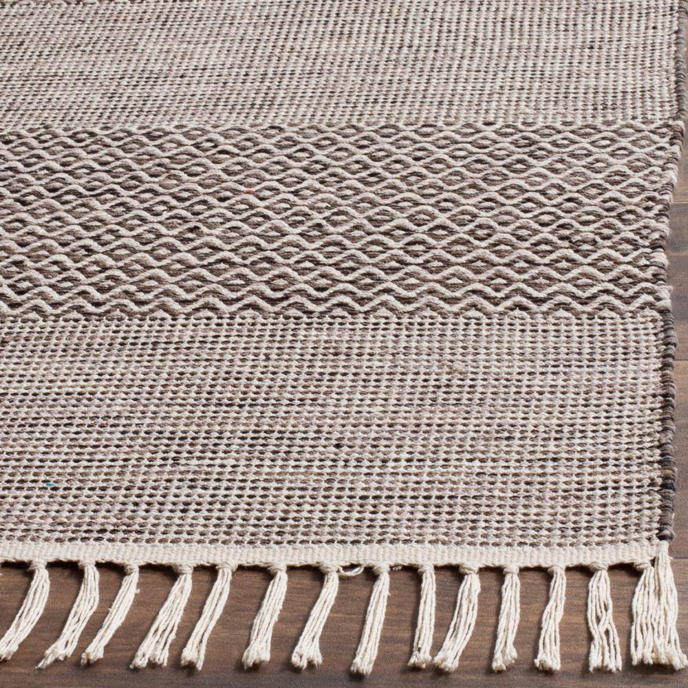 Ivory and Anthracite Handwoven Cotton-Wool Blend Area Rug 2'3" x 4'