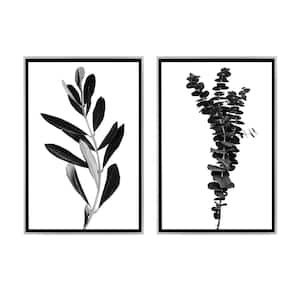 Olive Eucalyptus Branches Framed Canvas Wall Art -12 in. x 18 in. Each, by Kelly Mercury 2 Piece Set Champagne Frames