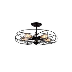 WINGBO 5-Light Crystal Ceiling Light Fixture, Black Semi Flush Mount ...