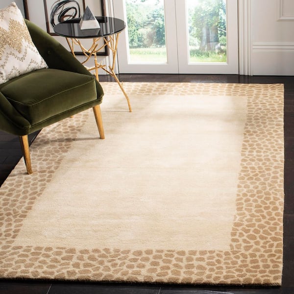 Soho 8 ft. x 10 ft. Beige/Dark Beige Spotted Border Area Rug
