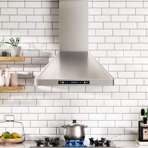 36 in. 600 CFM Convertible Wall Mount Range Hood in Stainless Steel in Low Noise w/ Gesture Control and Charcoal Filters