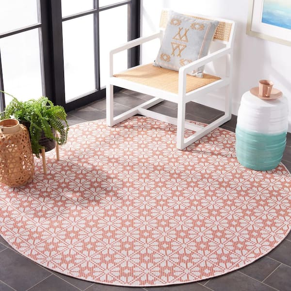 ③マーサスチュワート SAFAVIEH Martha Stewart 6 ft. x 6 ft. Terracotta Monochrome Floral