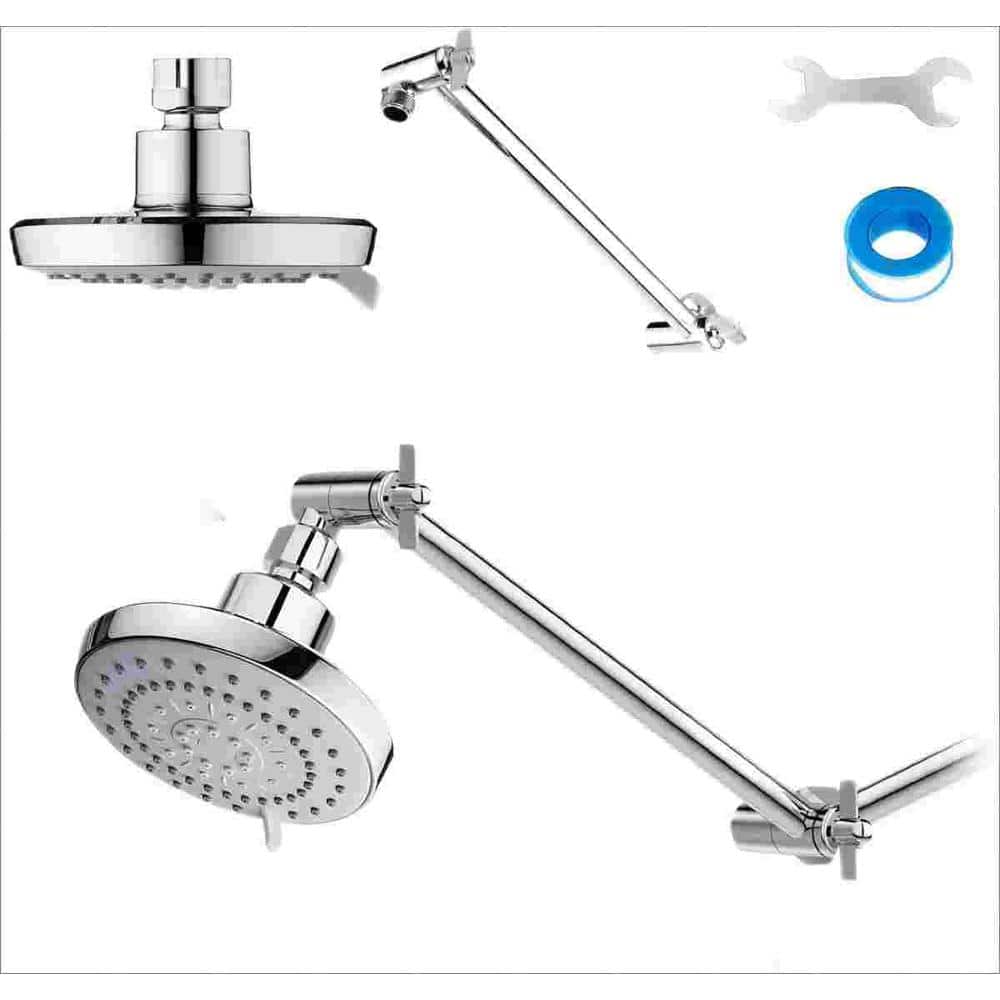 Shower Head with 11 in. Arm 5-Spray Patterns with 2.5 GPM 5 in. Wall Mount 