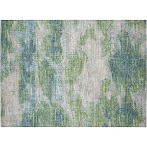 Accord Green 1 ft. 8 in. x 2 ft. 6 in. Abstract Indoor/Outdoor Washable Area Rug