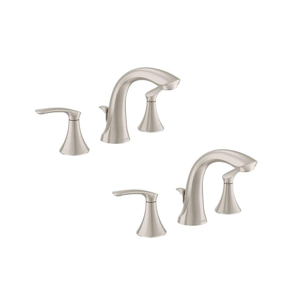 Darcy 8 in. Widespread 2-Handle High-Arc Bathroom Faucet in Spot Resist Brushed Nickel (2-Pack) (Valve Included) -  MOEN, 84551SRN-8W-2PK