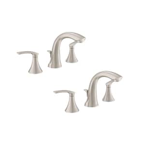 Darcy 8 in. Widespread 2-Handle High-Arc Bathroom Faucet in Spot Resist Brushed Nickel (2-Pack) (Valve Included)