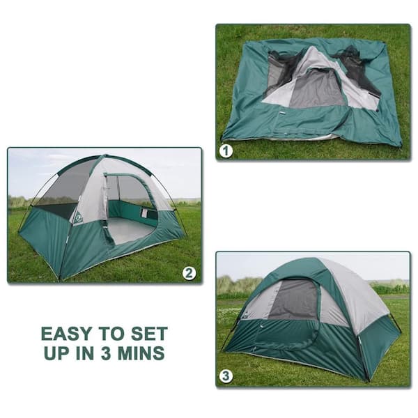 Cesicia 4-Person Forest Green Waterproof Windproof Set up-Portable