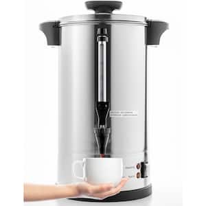 8 L, 50-Cups, Metallic Commercial Grade Stainless Steel Percolate Coffee Maker Hot Water Urn for Catering
