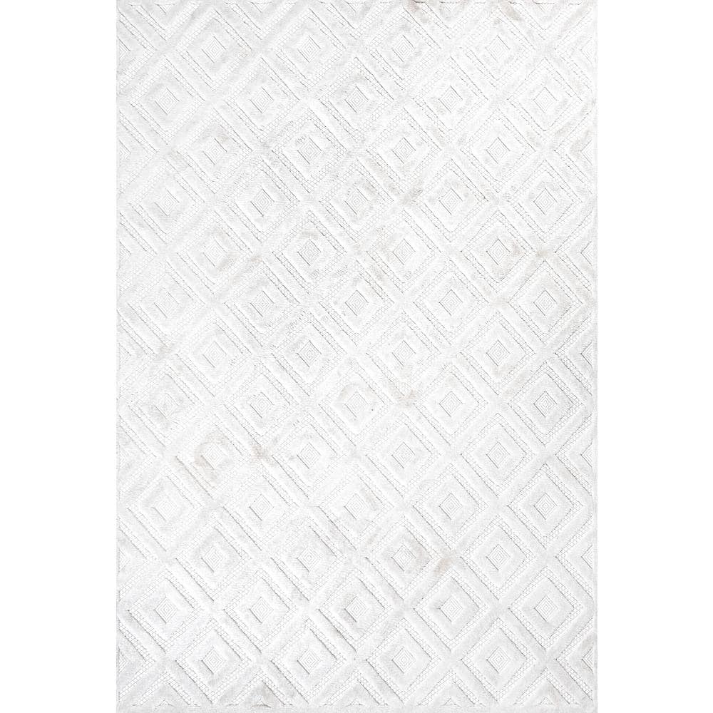 Ivory Geometric Reversible Indoor/Outdoor Area Rug