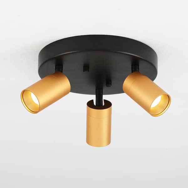 Vidalite Shura 9.8 in. 21-Watt 3-Bulb Gold Modern Integrated LED Flush Mount with Rotating Heads, 3000K