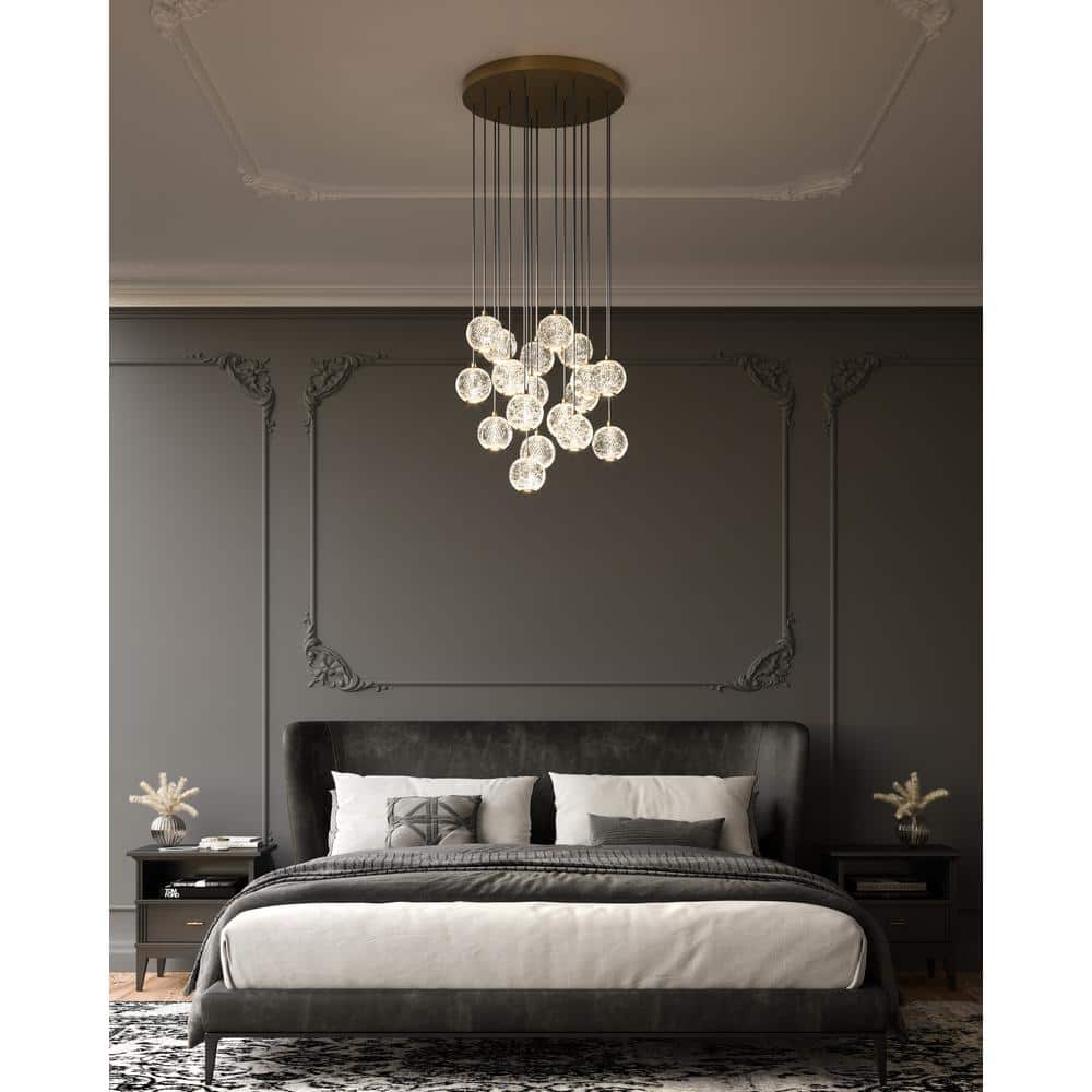 Marni 18-Light Natural Brass LED Cluster Pendant