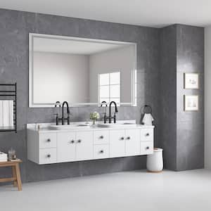 84 in. W x 48 in. H Rectangular Frameless Dimmable Anti-Fog Wall Bathroom Vanity Mirror in White