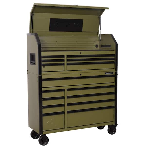 Heavy Duty 52 in. W 15-Drawer Matte Army Green Rolling Tool Chest Combo